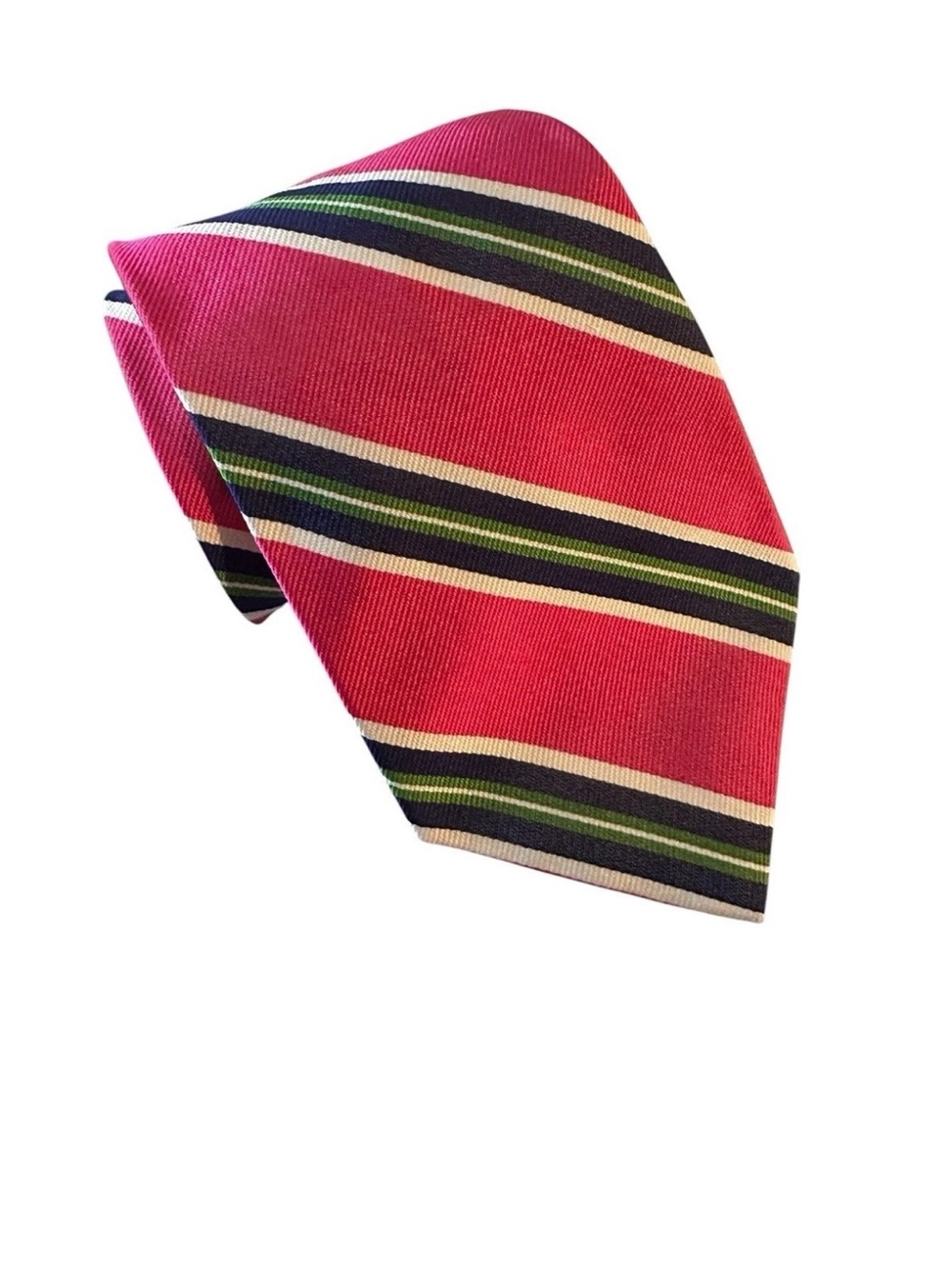 Polo Ralph Lauren Mens Tie Pink Neon Green Striped Handmade Italy Silk 57” 3” W